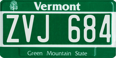 VT license plate ZVJ684