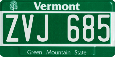 VT license plate ZVJ685
