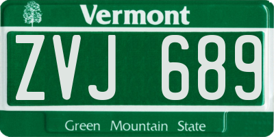 VT license plate ZVJ689