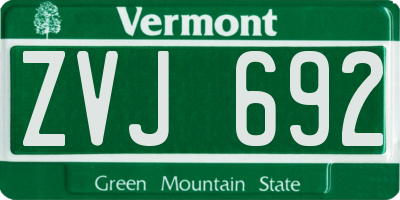 VT license plate ZVJ692