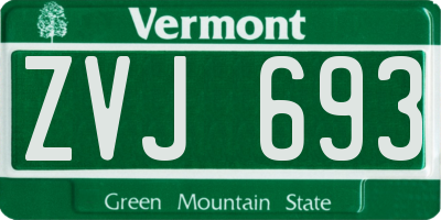 VT license plate ZVJ693