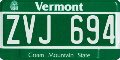 VT license plate ZVJ694