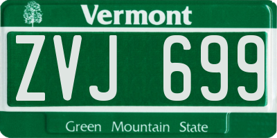 VT license plate ZVJ699