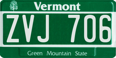 VT license plate ZVJ706