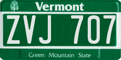 VT license plate ZVJ707