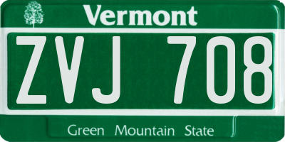 VT license plate ZVJ708