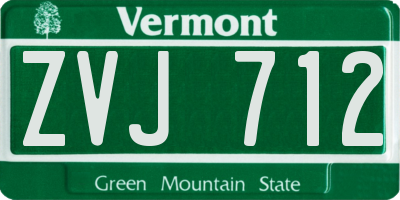 VT license plate ZVJ712