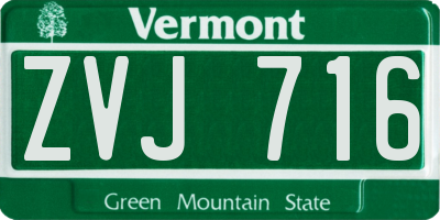 VT license plate ZVJ716