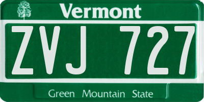 VT license plate ZVJ727