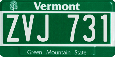 VT license plate ZVJ731