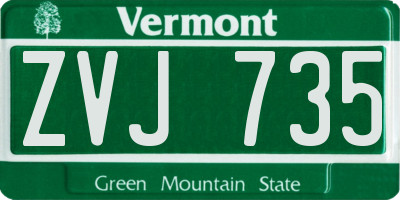 VT license plate ZVJ735