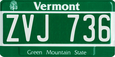 VT license plate ZVJ736