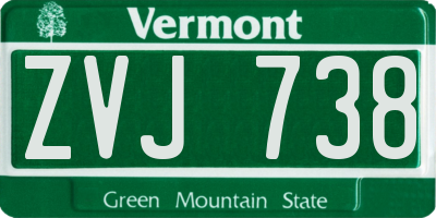 VT license plate ZVJ738