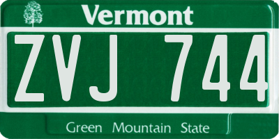VT license plate ZVJ744