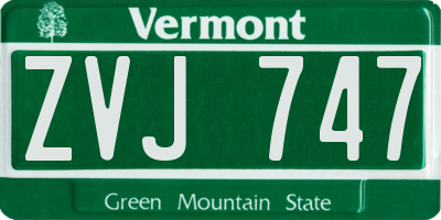 VT license plate ZVJ747