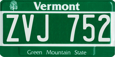 VT license plate ZVJ752