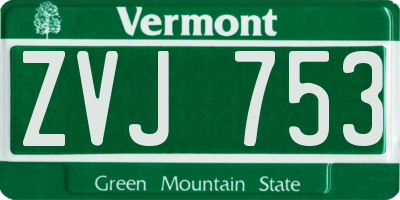 VT license plate ZVJ753