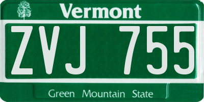 VT license plate ZVJ755