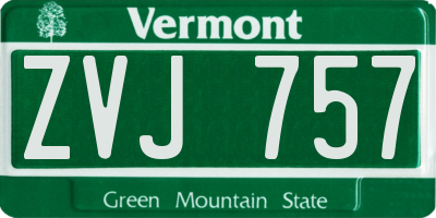VT license plate ZVJ757
