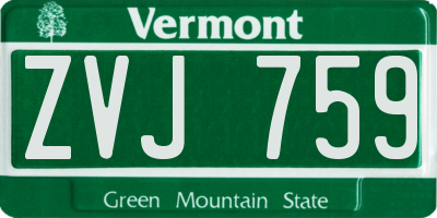 VT license plate ZVJ759