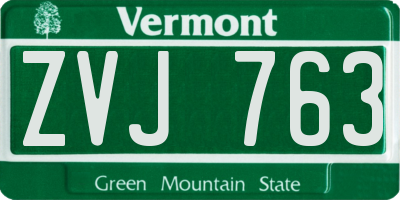 VT license plate ZVJ763