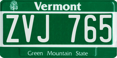 VT license plate ZVJ765