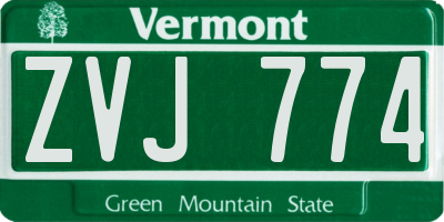 VT license plate ZVJ774