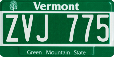 VT license plate ZVJ775