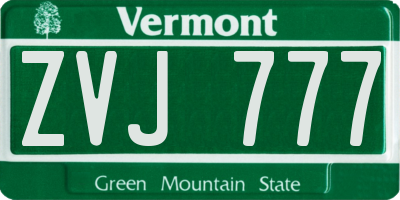 VT license plate ZVJ777