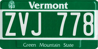 VT license plate ZVJ778