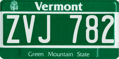 VT license plate ZVJ782
