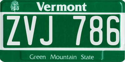 VT license plate ZVJ786