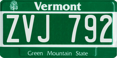 VT license plate ZVJ792