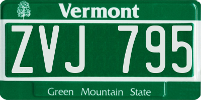 VT license plate ZVJ795