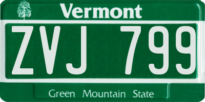 VT license plate ZVJ799