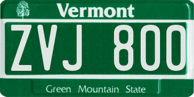 VT license plate ZVJ800