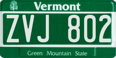 VT license plate ZVJ802