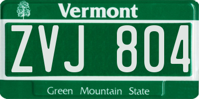 VT license plate ZVJ804