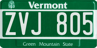 VT license plate ZVJ805