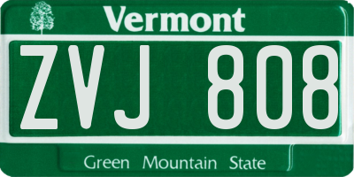VT license plate ZVJ808