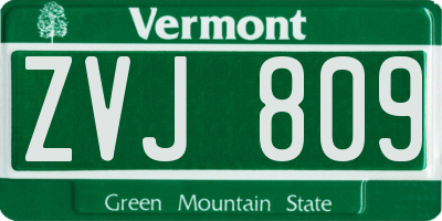 VT license plate ZVJ809