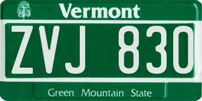 VT license plate ZVJ830
