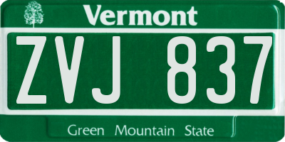 VT license plate ZVJ837