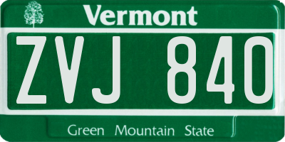 VT license plate ZVJ840