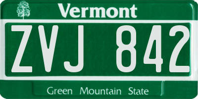 VT license plate ZVJ842