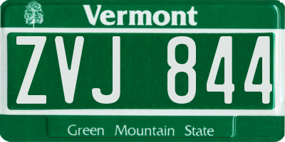 VT license plate ZVJ844