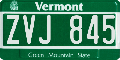 VT license plate ZVJ845