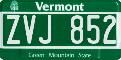 VT license plate ZVJ852