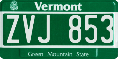 VT license plate ZVJ853
