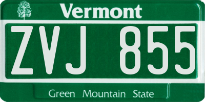 VT license plate ZVJ855